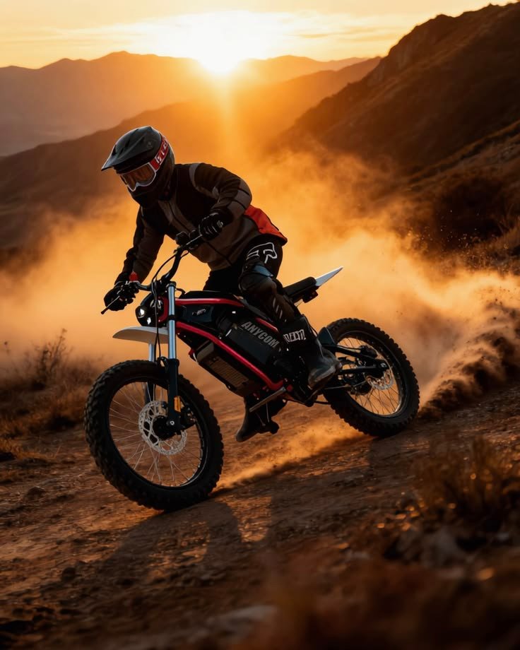 Talaria electric dirt bike riding on an off-road trail